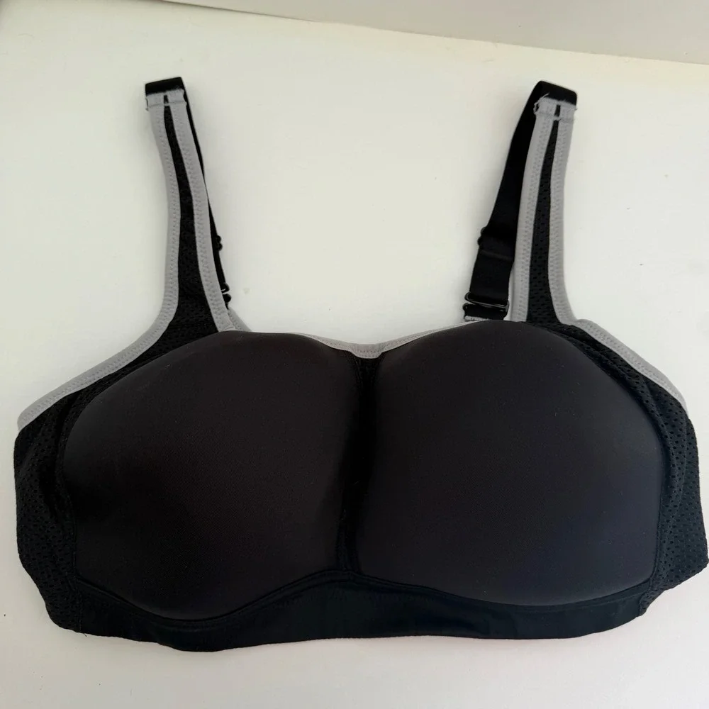 Wacoal Sport High Impact Underwire Bra Black Grey 852302 Womens 38D